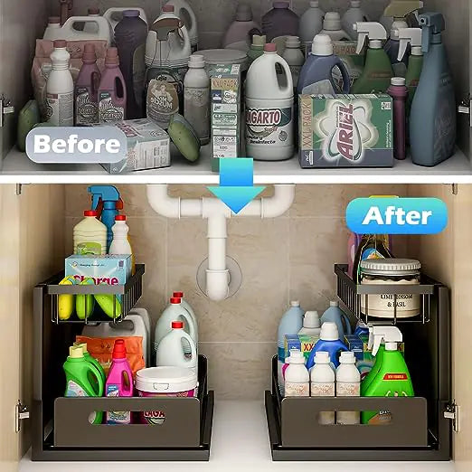 Sliding Drawer Organizer for Kitchen | Adjustable Storage Solution for Neat & Efficient Organization