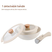 Removable Handle Non-stick Thickened White Pan