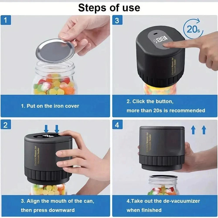 Electric Mason Jar Vacuum Sealer | Airtight Food Preserver