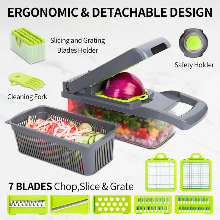 Multi-Functional Vegetable Cutter | All-in-One Slicer, Dicer & Chopper