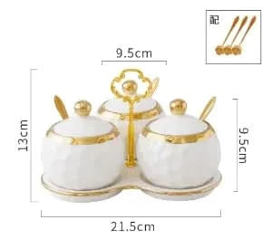 Ceramic Jar Set with Sugar and Salt Shakers (One Set)